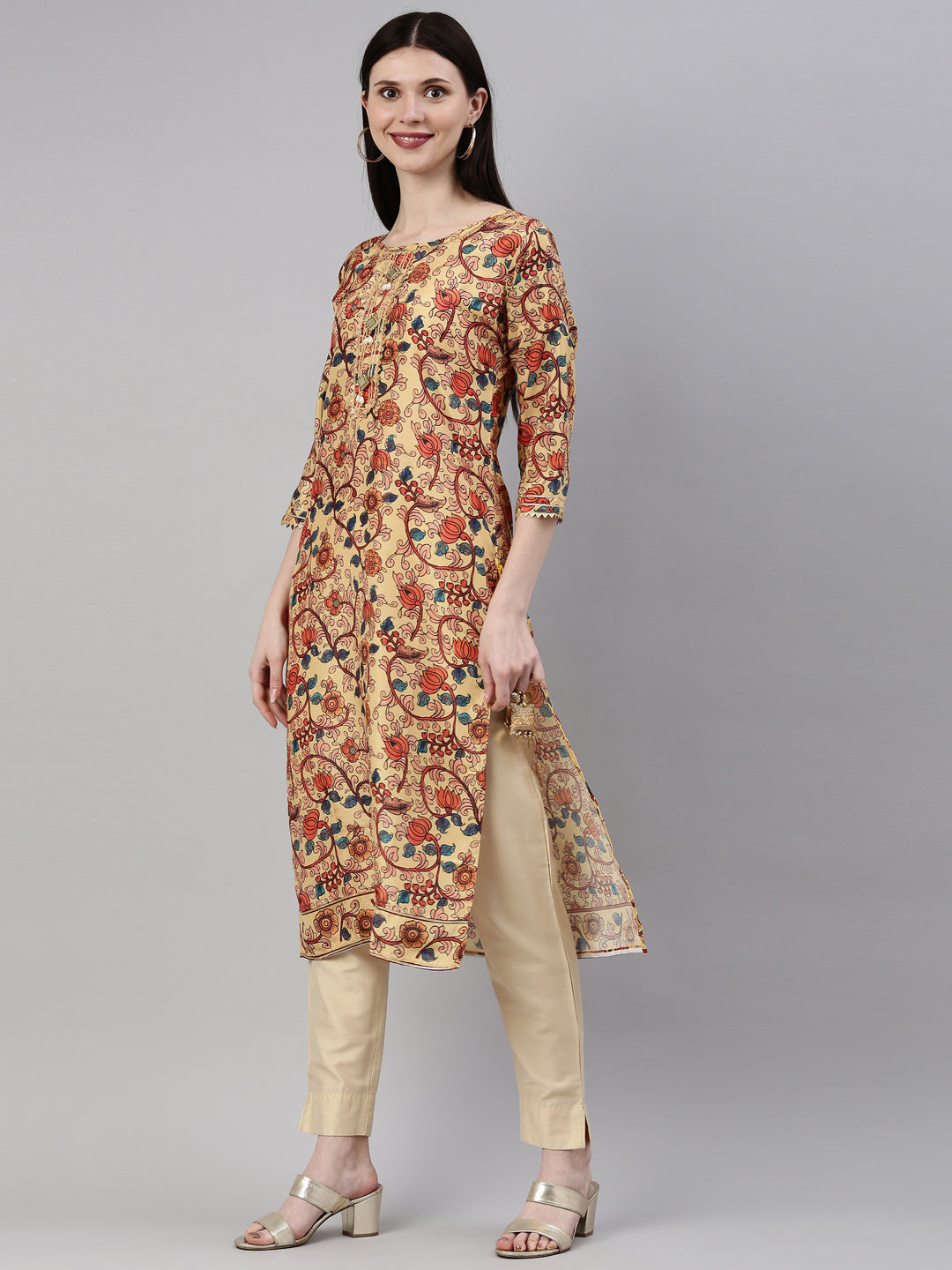 Neeru's Yellow Color Dupion Silk Fabric Kurta