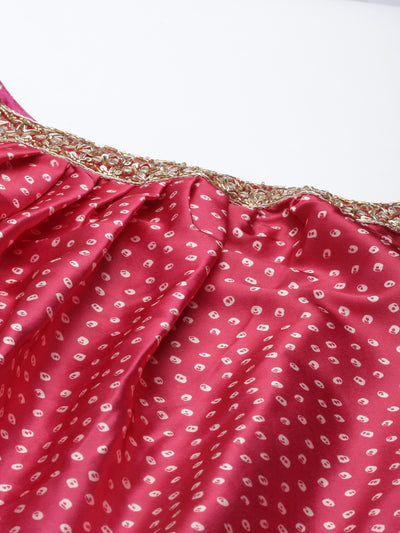 Neeru'S Rani Pink Color Satin Fabric Kurta