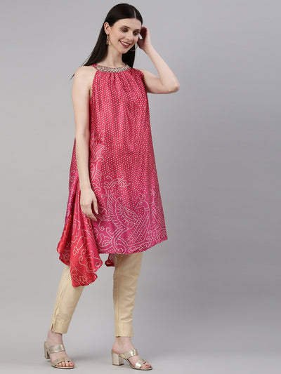 Neeru'S Rani Pink Color Satin Fabric Kurta