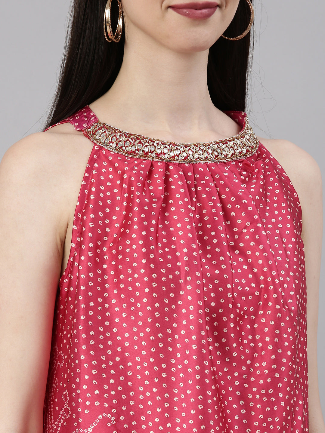 Neerus Rani Pink Color Satin Fabric Kurta