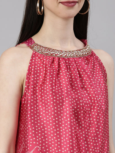 Neeru'S Rani Pink Color Satin Fabric Kurta