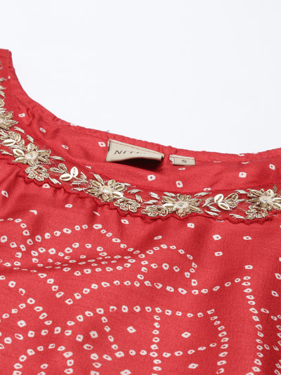 Neeru'S Red Color Silk Fabric Kurta