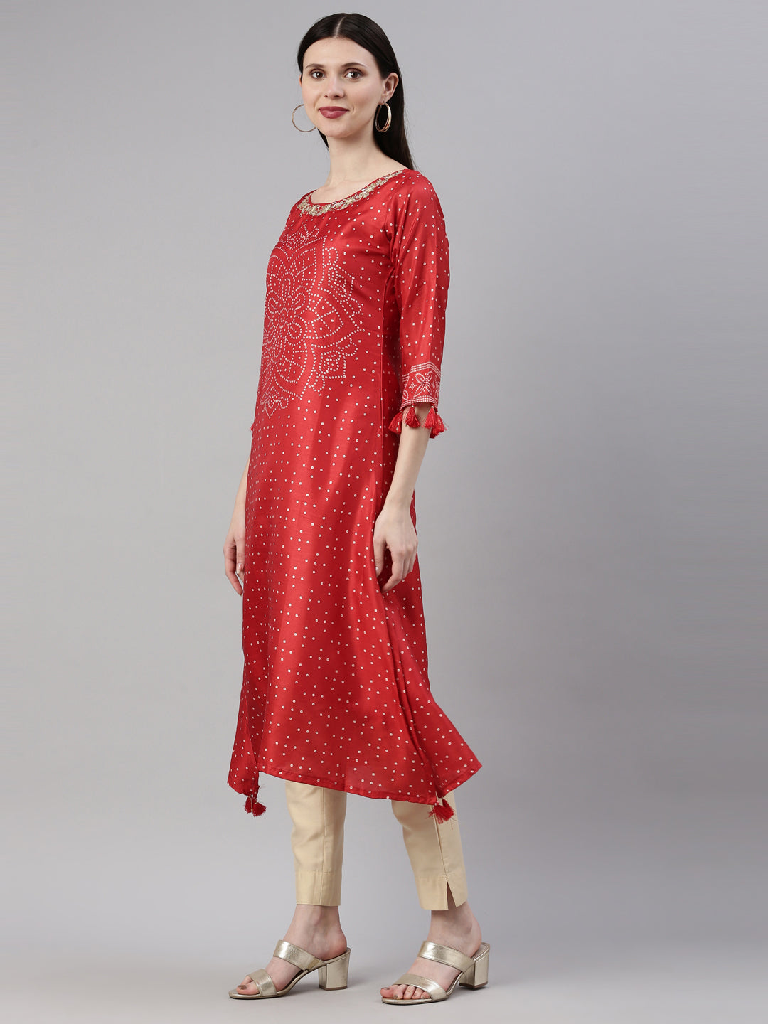 Neeru'S Red Color Silk Fabric Kurta