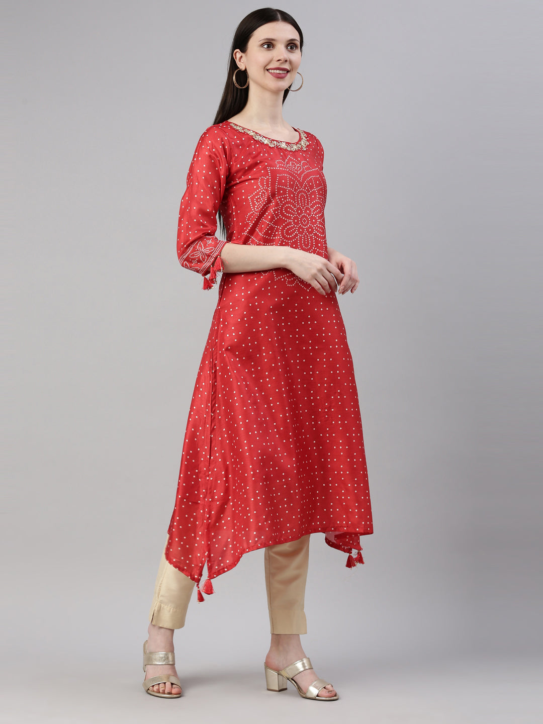 Neeru'S Red Color Silk Fabric Kurta
