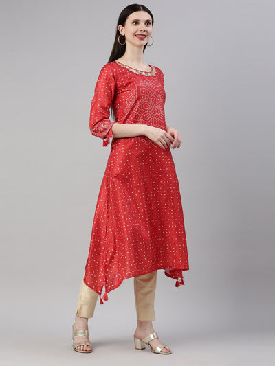 Neeru'S Red Color Silk Fabric Kurta