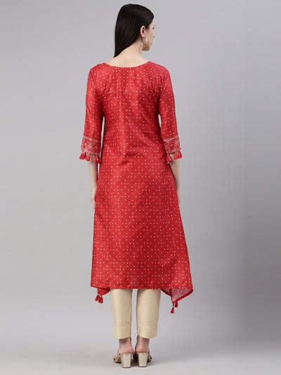 Neeru'S Red Color Silk Fabric Kurta