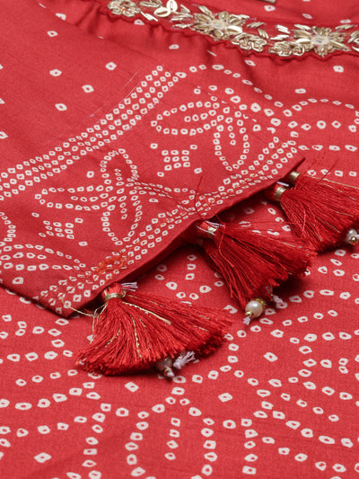 Neeru'S Red Color Silk Fabric Kurta