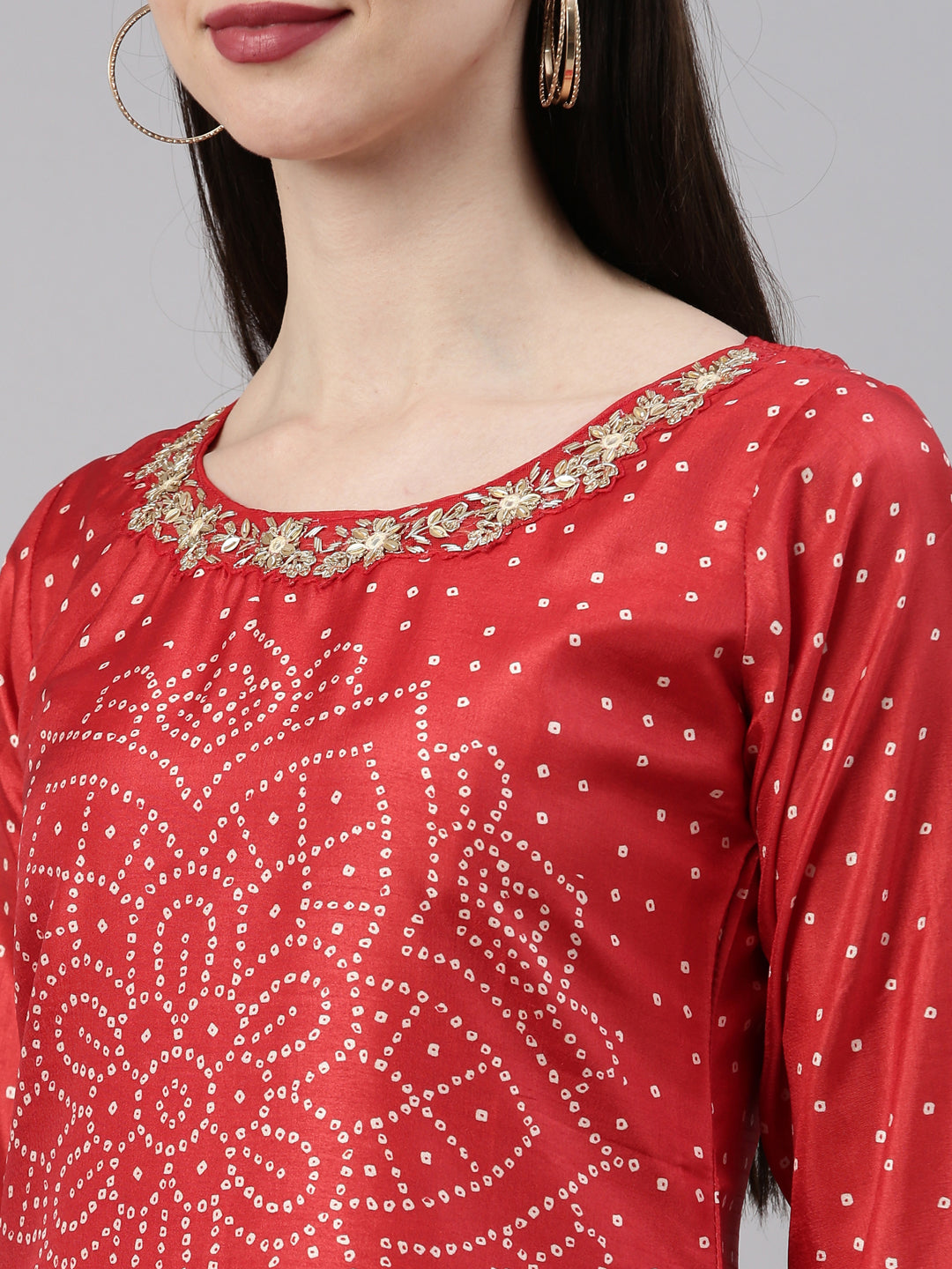 Neeru'S Red Color Silk Fabric Kurta