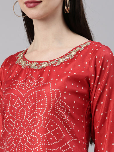 Neeru'S Red Color Silk Fabric Kurta