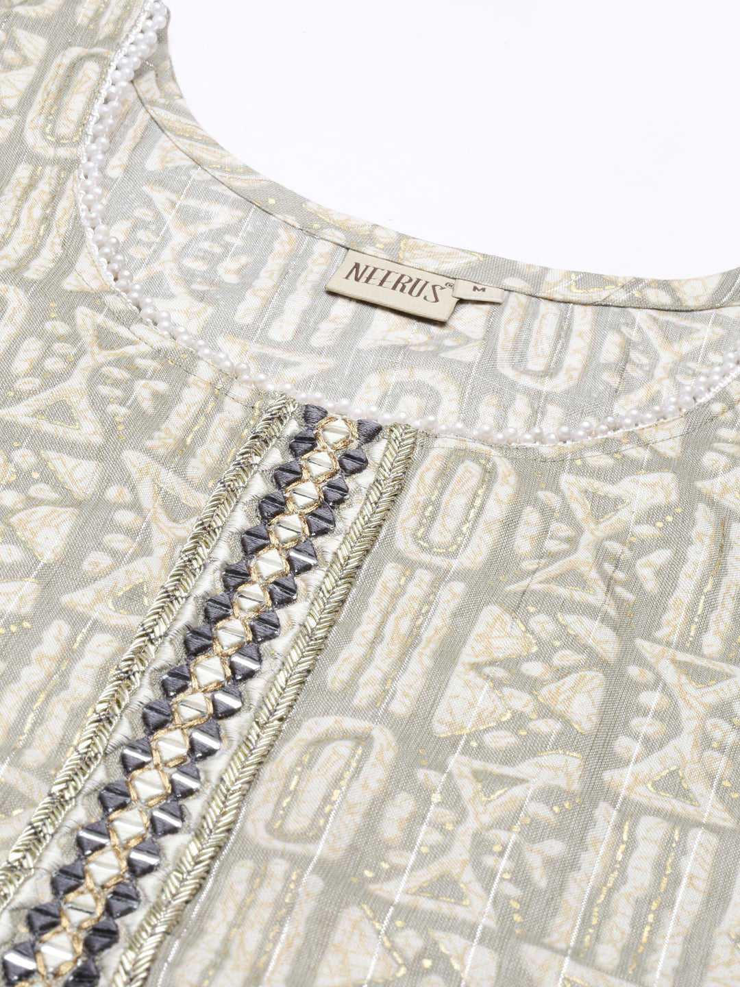 Neerus Grey rayon straight kurta for women - back view
