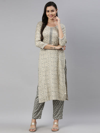 Neeru's Grey Color Rayon Fabric Kurta