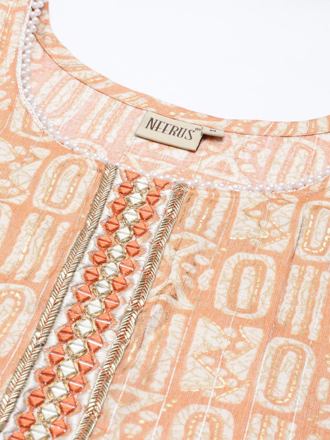 Neerus Orange Color Rayon Fabric Kurta