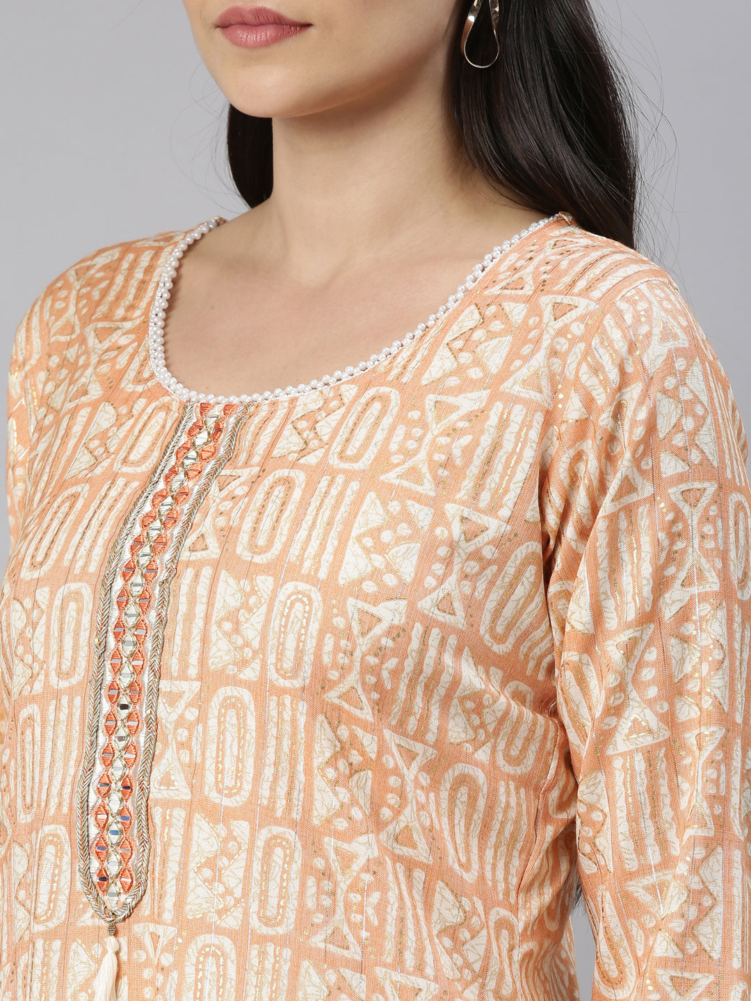 Neerus Orange Color Rayon Fabric Kurta