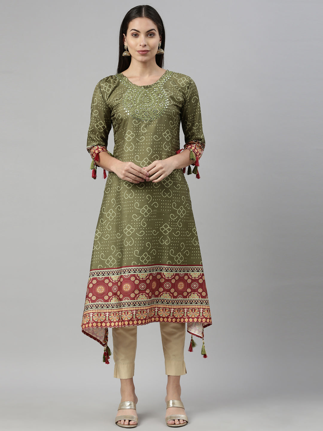 Neerus M Green Color Silk Fabric Kurta