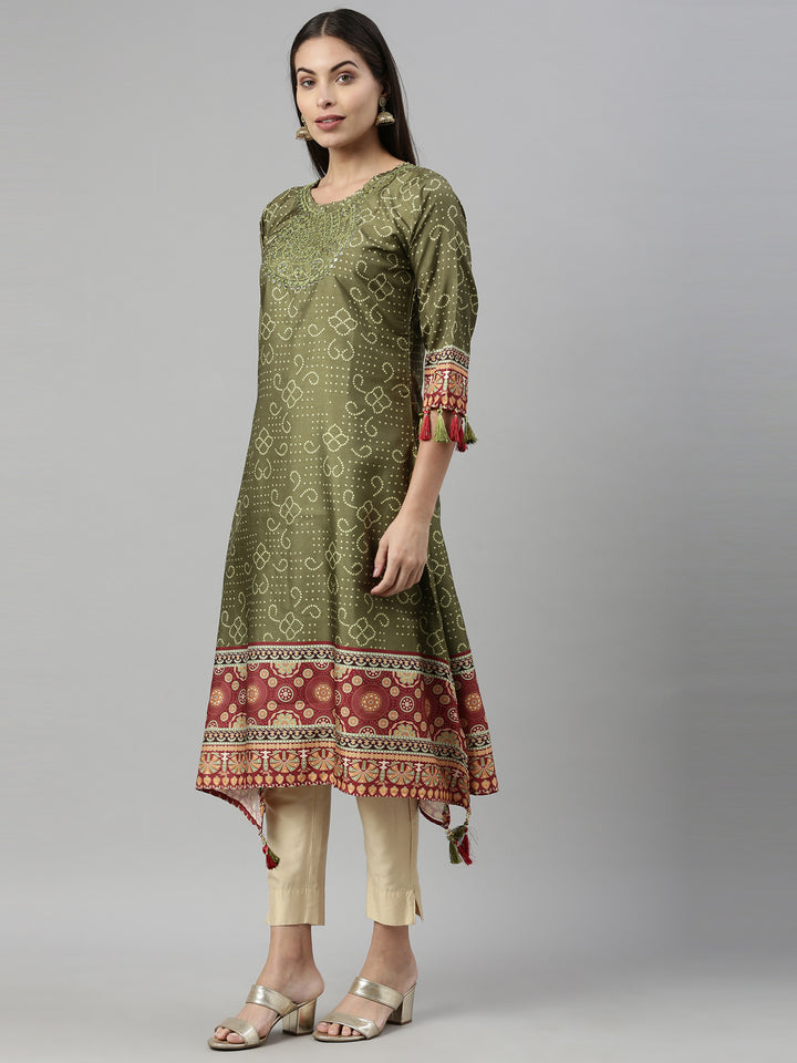 Neerus M Green Color Silk Fabric Kurta