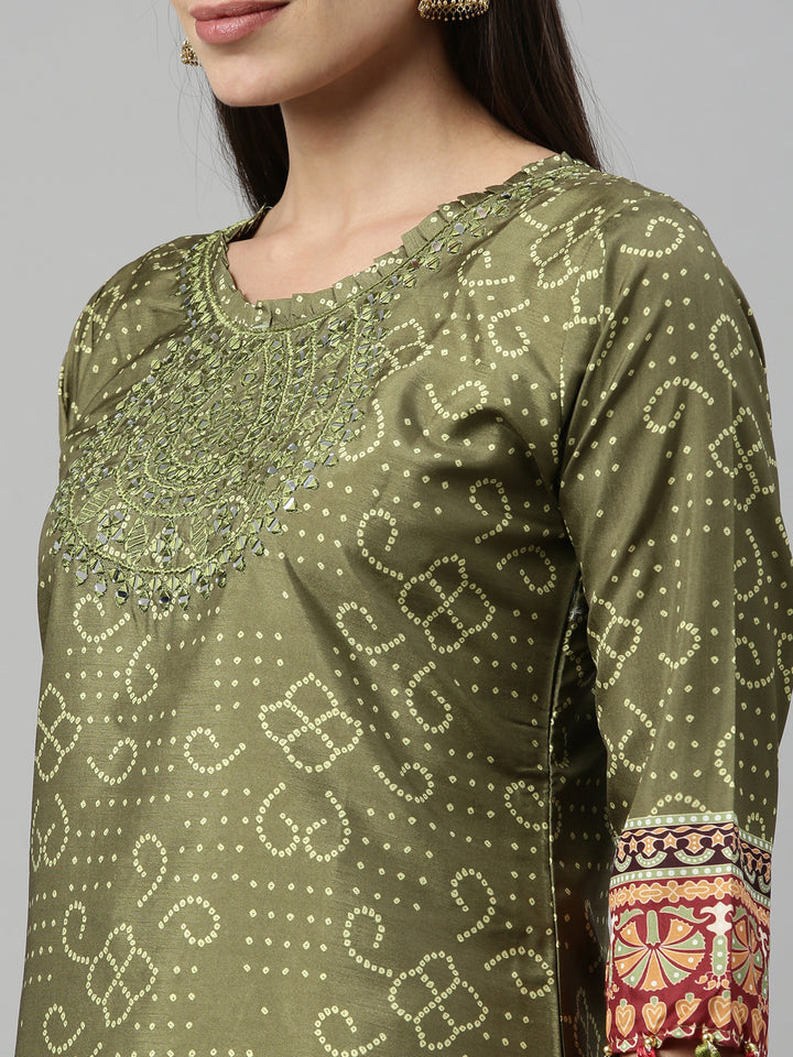Neerus M Green Color Silk Fabric Kurta