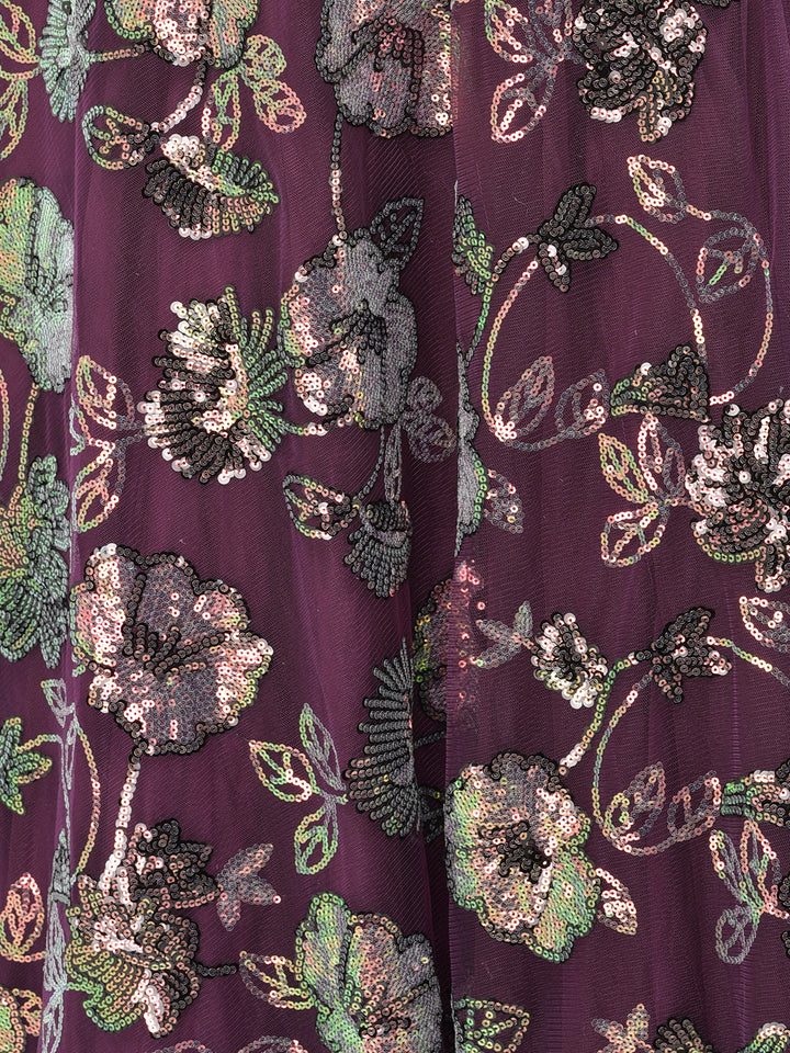 Neerus Wine Color Nett Fabric Lehenga Choli