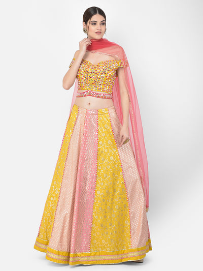 Neeru'S multicolor color banaras fabric lehenga choli