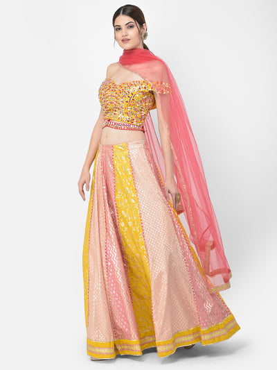 Neeru'S multicolor color banaras fabric lehenga choli