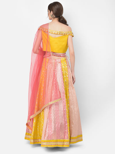 Neeru'S multicolor color banaras fabric lehenga choli
