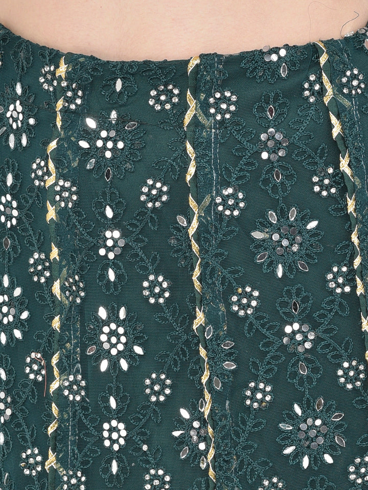Neerus Green net embellished lehenga choli - detail view 3