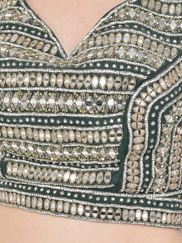 Neerus Green net embellished lehenga choli - detail view 4