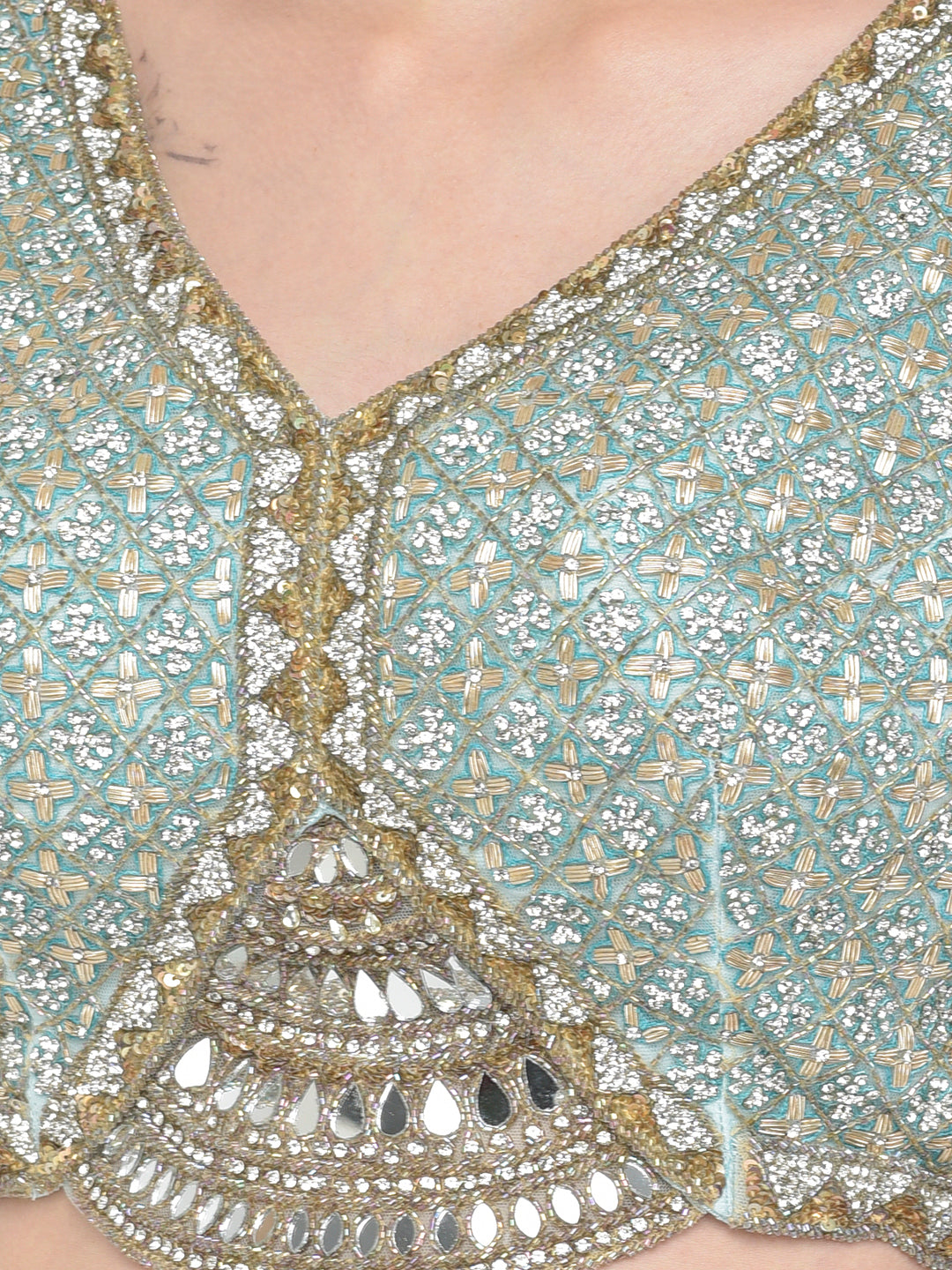 Neerus Sky Blue Color Georgette Fabric Lehenga Choli