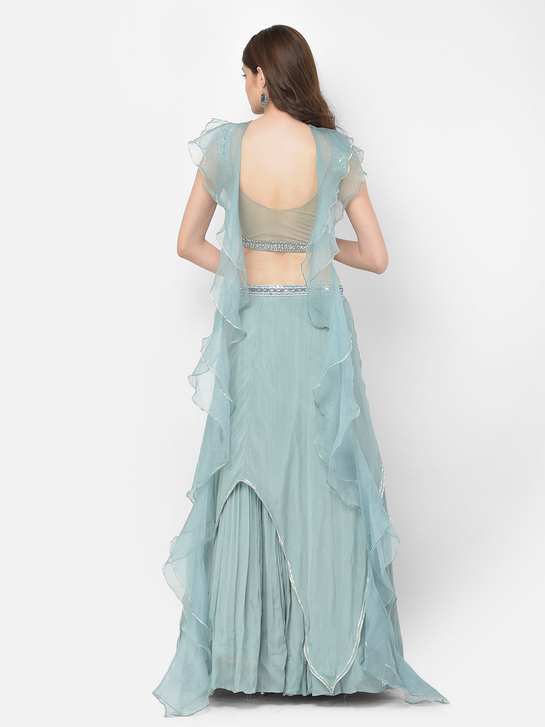 Neerus Pista Color Chiffon Fabric Lehenga Choli