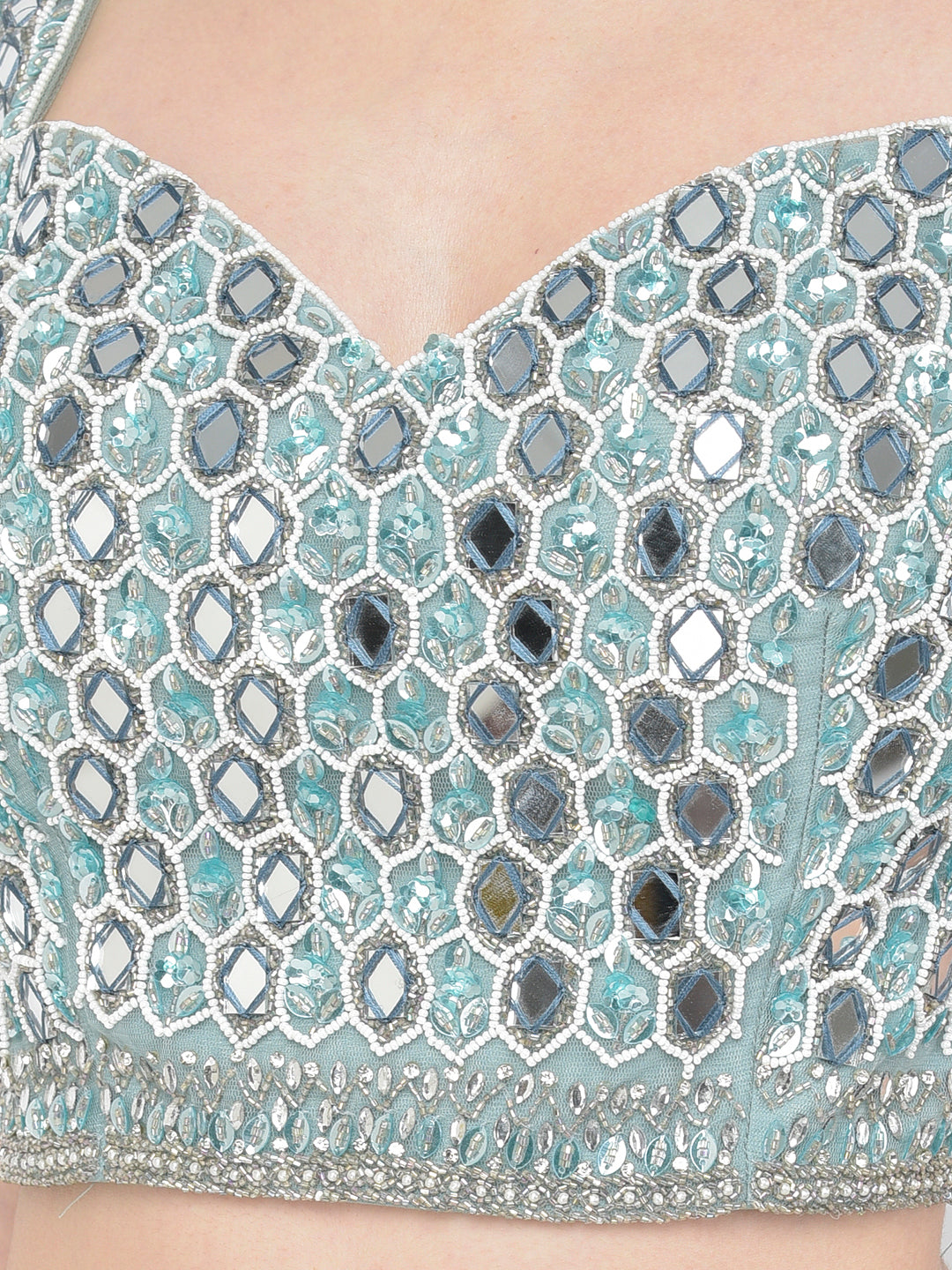 Neerus Pista Color Chiffon Fabric Lehenga Choli