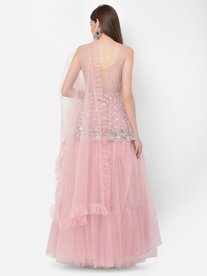 Neerus Baby Pink Color Nett Fabric Lehenga Choli
