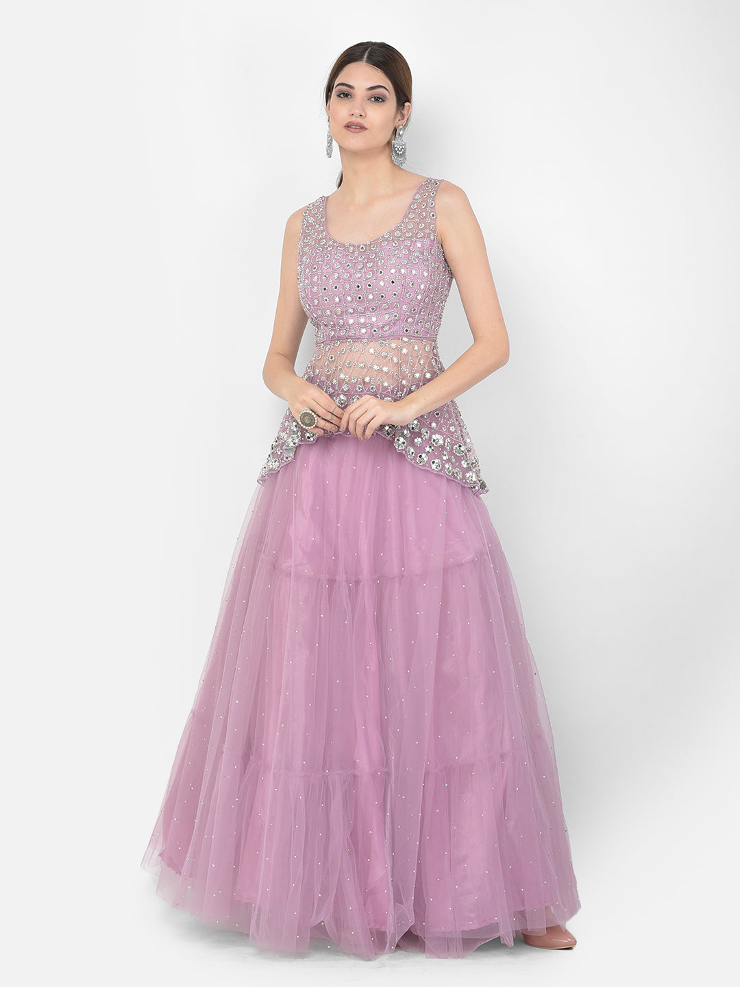 Neerus Purple Color Nett Fabric Salwar Kameez