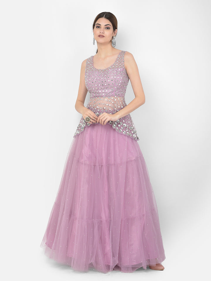 Neerus Purple Color Nett Fabric Salwar Kameez