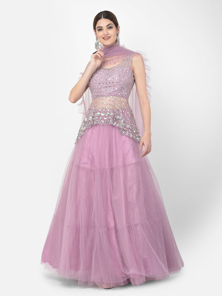 Neerus Purple Color Nett Fabric Salwar Kameez