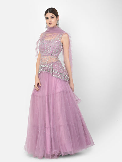 Neeru's Purple Color Nett Fabric Salwar Kameez