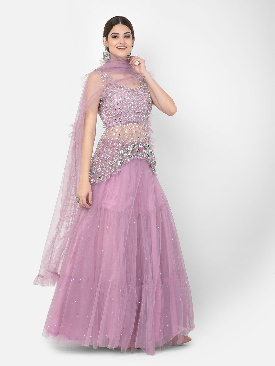 Neerus Purple Color Nett Fabric Salwar Kameez