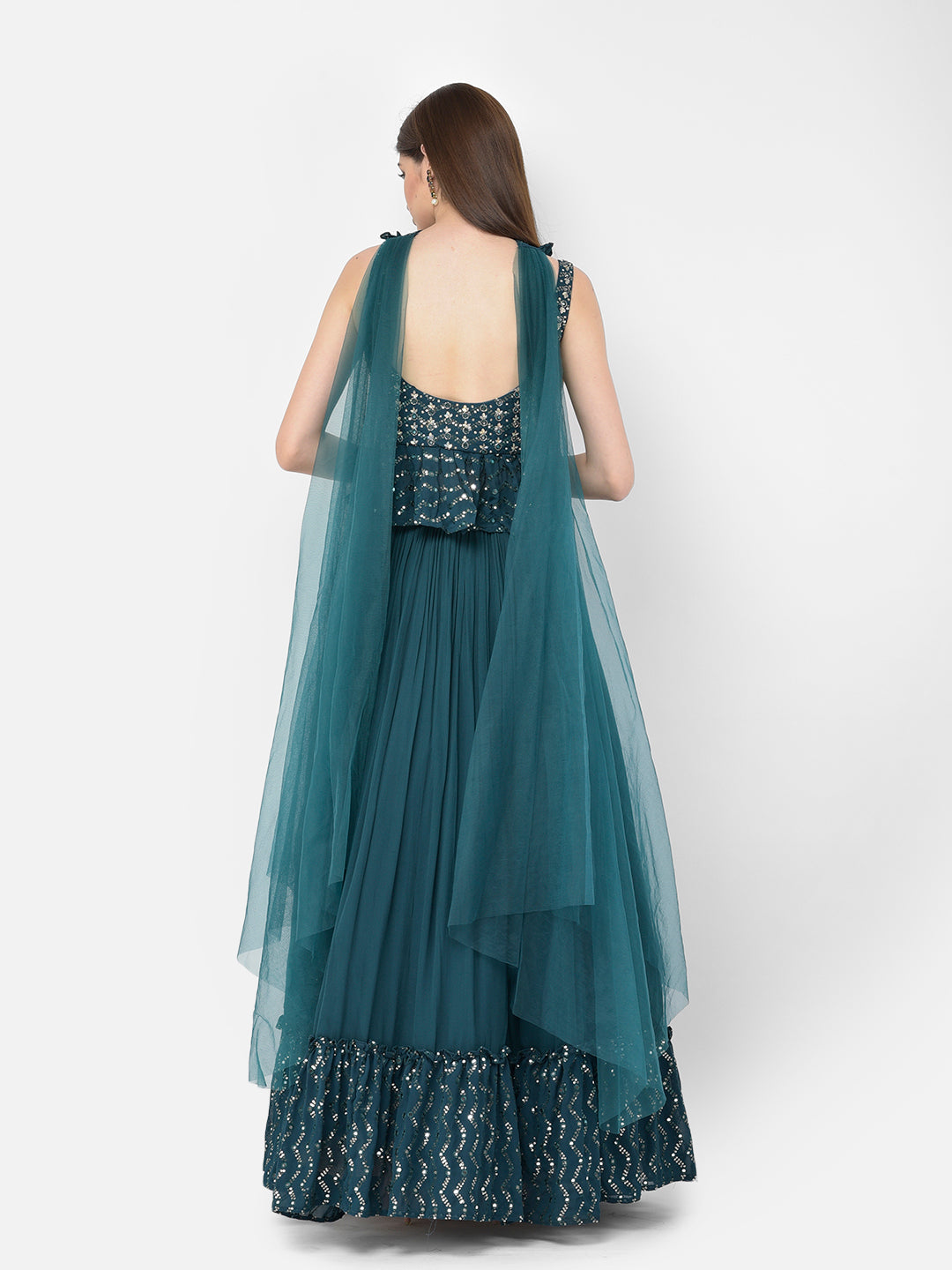 Neerus Peacock Color Georgette Fabric Lehenga Choli