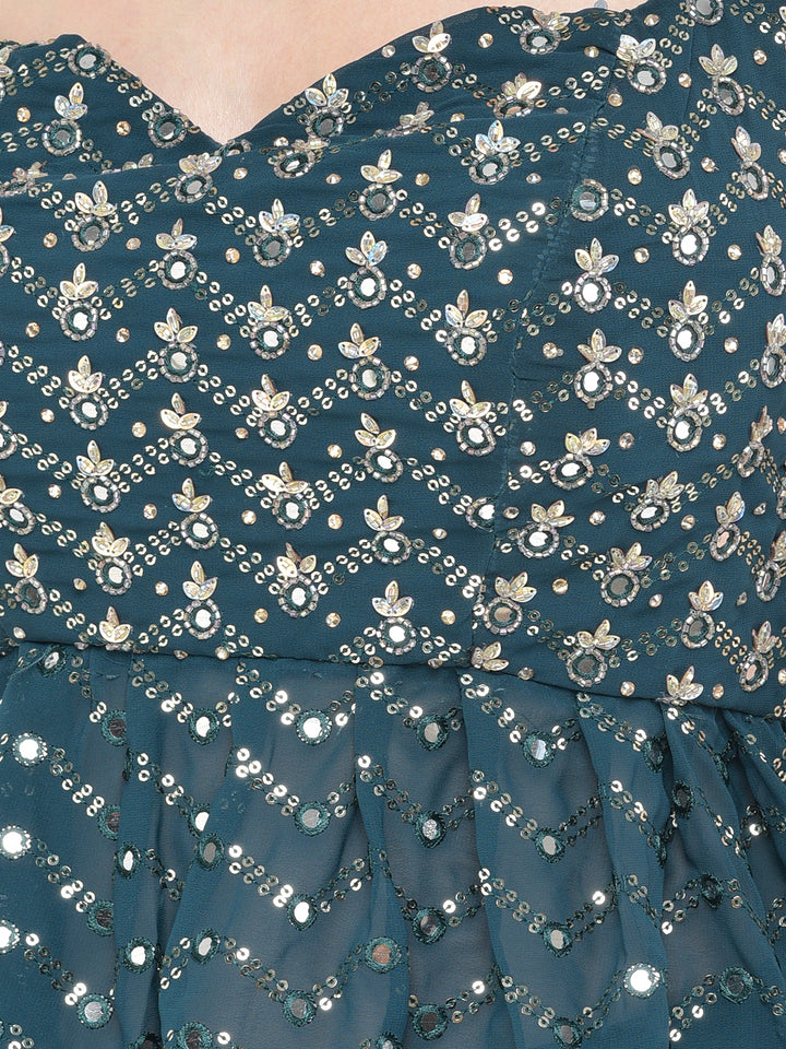 Neerus Peacock Color Georgette Fabric Lehenga Choli