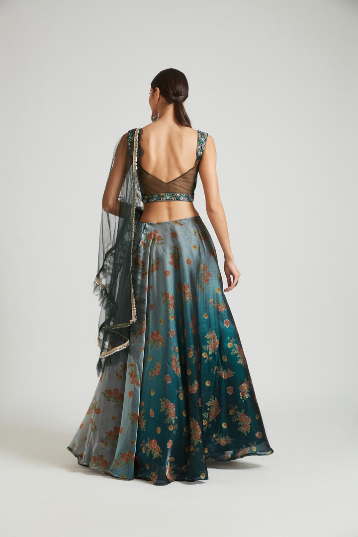 Neerus Grey silk lehenga choli set - detail view 1