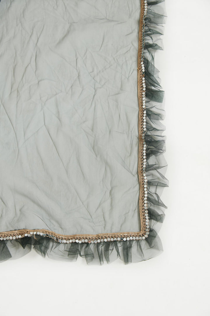 Neerus Grey silk lehenga choli set - detail view 3