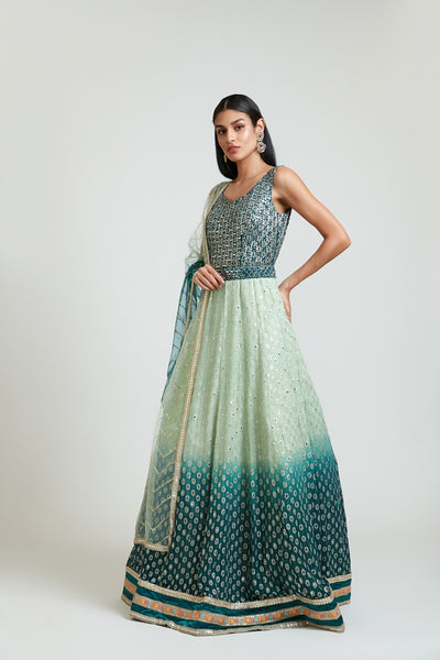 Neeru's Women Georgette Pista Green Dress