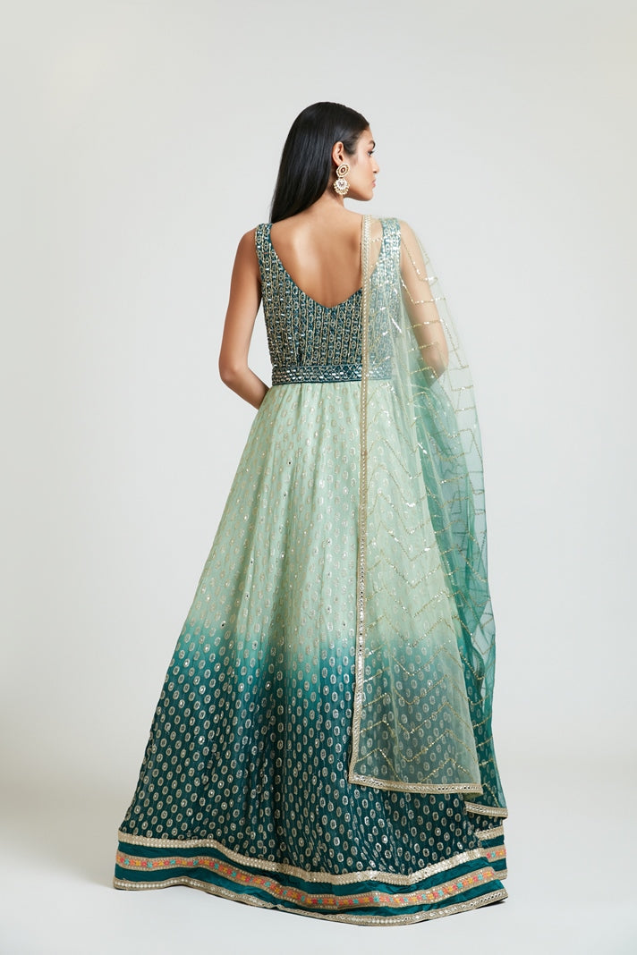 Neerus Women Georgette Pista Green Dress