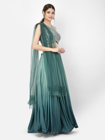 Neeru'S green color lycra fabric lehenga choli