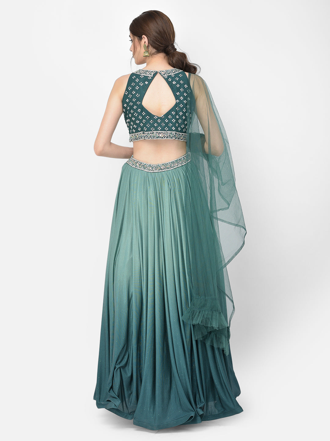 Neerus Green Color Lycra Fabric Lehenga Choli