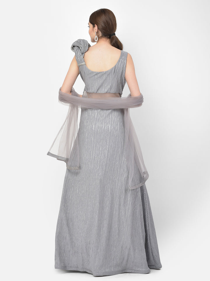 Neerus Grey Color Lycra Fabric Gown