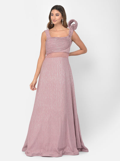 Neeru'S onion color lycra fabric gown