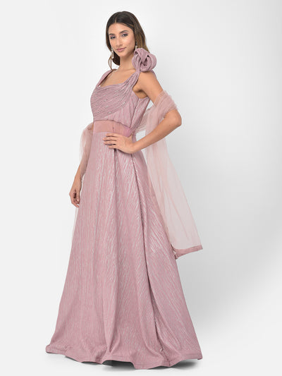 Neeru'S onion color lycra fabric gown