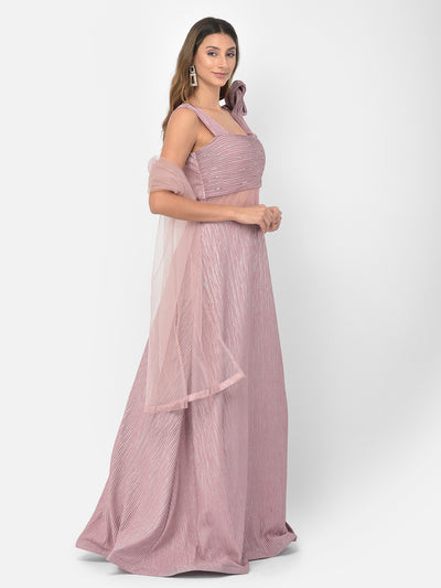 Neeru'S onion color lycra fabric gown