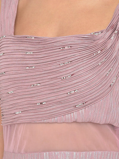 Neeru'S onion color lycra fabric gown