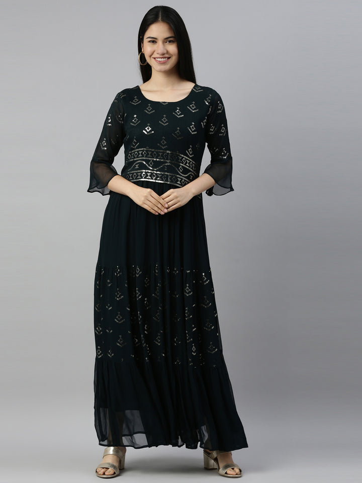 Neerus B Green Color Chiffon Fabric Kurta