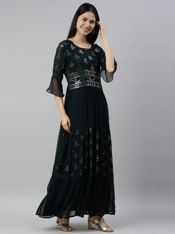 Neerus B Green Color Chiffon Fabric Kurta